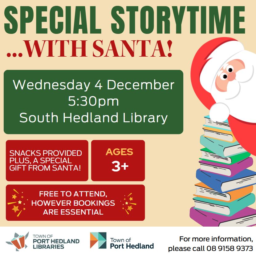 Special Storytime with Santa at South Hedland Library!